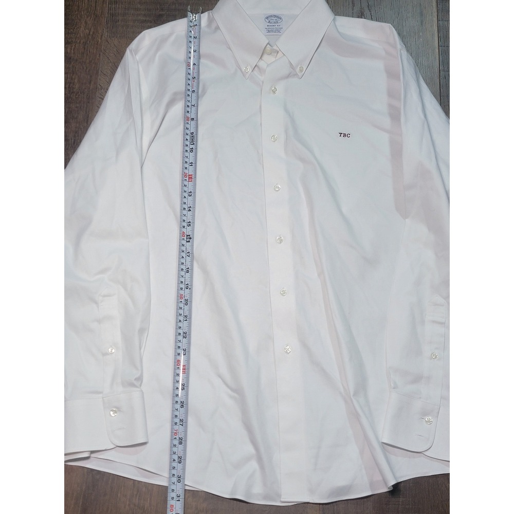 Brooks Brothers Regent Fit White Supima Cotton Non-Iron Stretch Shirt 17.5-35